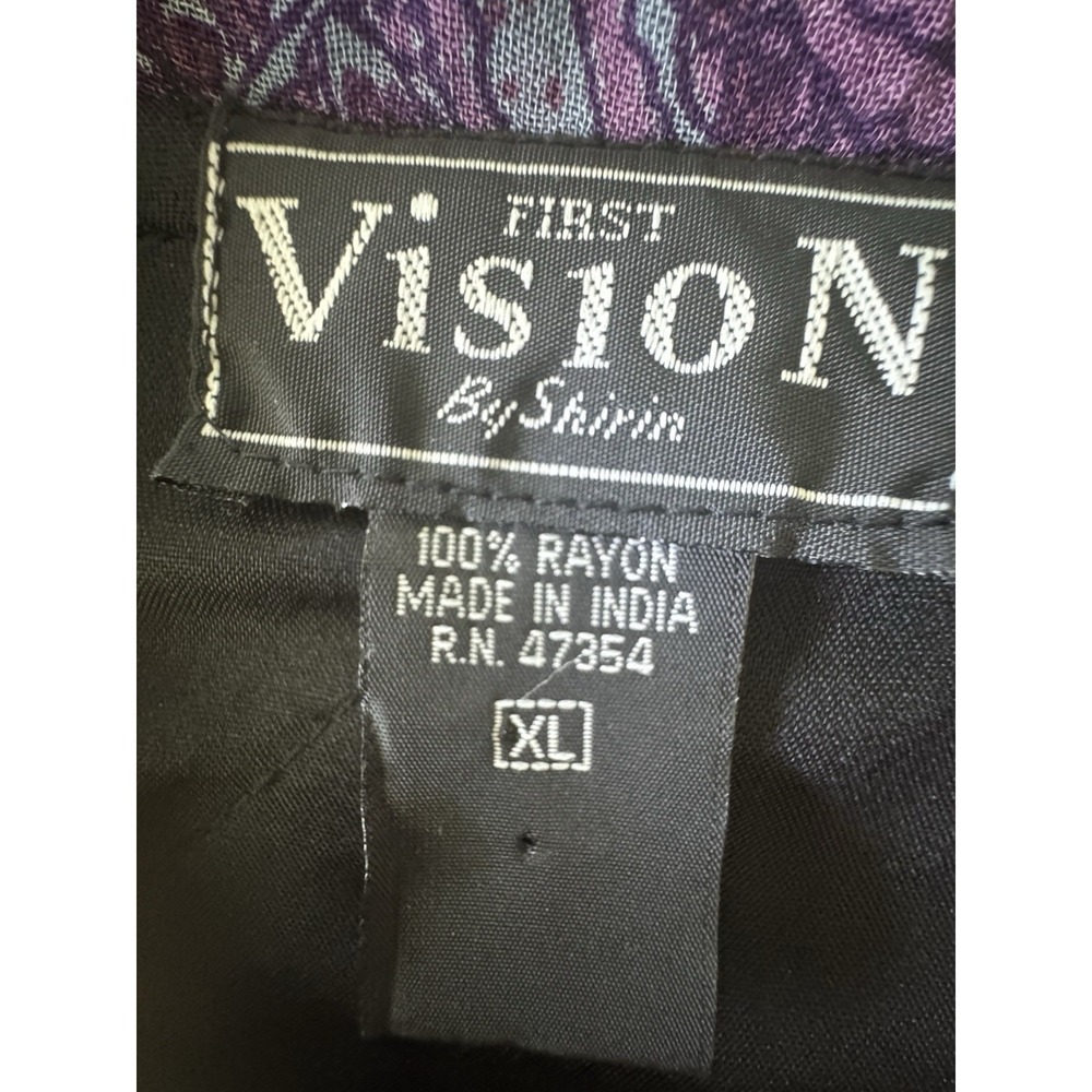 Vintage Vision by Kristin Quilted Patchwork Jacket XL Boho Artsy Rayon India - Picture 6 of 12